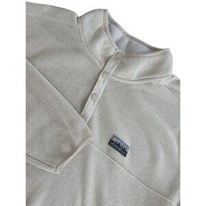 Eddie Bauer Fleece‎ Lined Pullover Shirt Mens XXL Oatmeal Button Mock Collar